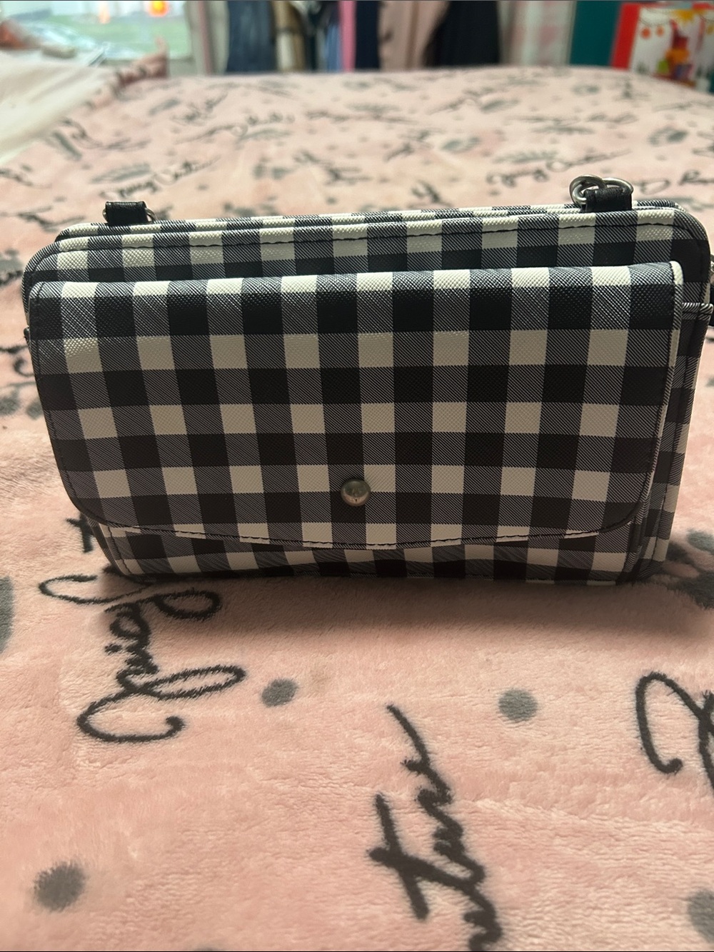 Checkered Crossbody Bag - Black & White